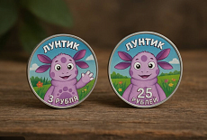 ЦБ выпустит монеты с Лунтиком из серебра — номиналом 3 и 25 рублей
